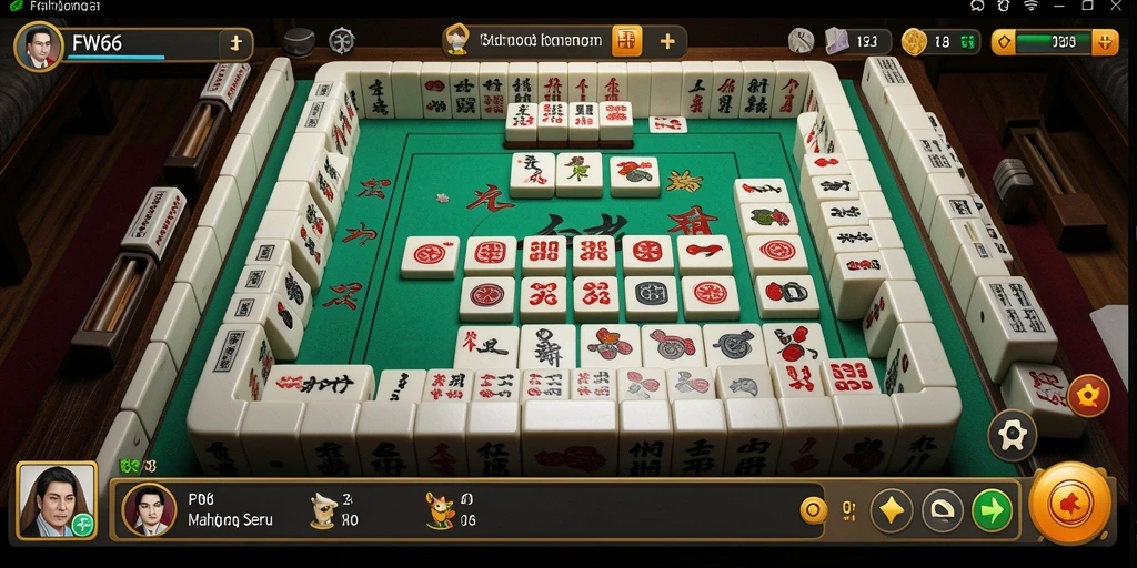 Tampilan gameplay dari FW66 menampilkan serunya bermain Mahjong.