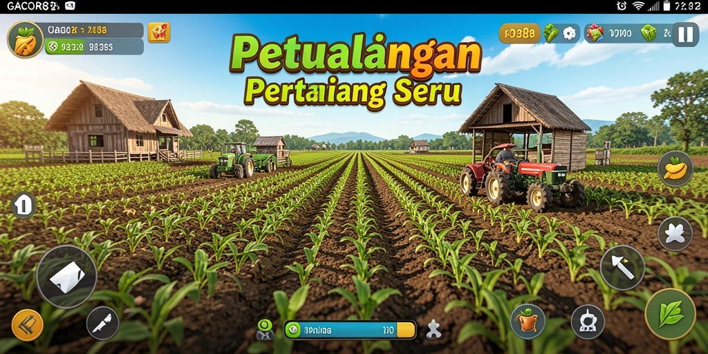 Screenshot gameplay menunjukkan aktivitas bertani yang menyenangkan.