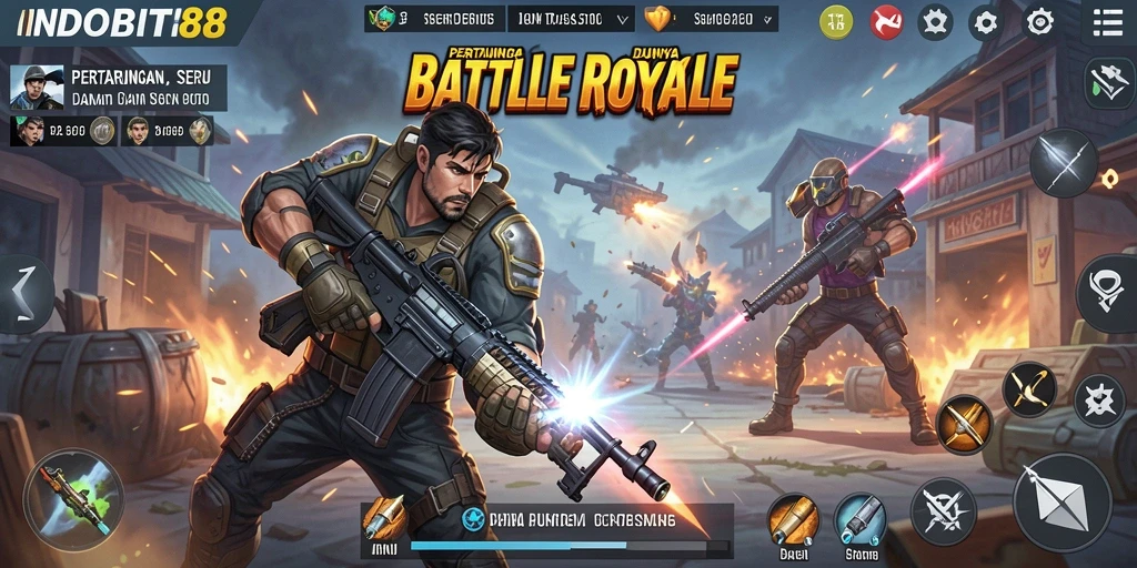 Tampilan gameplay menarik dari INDOBIT88 dalam aksi Battle Royale.