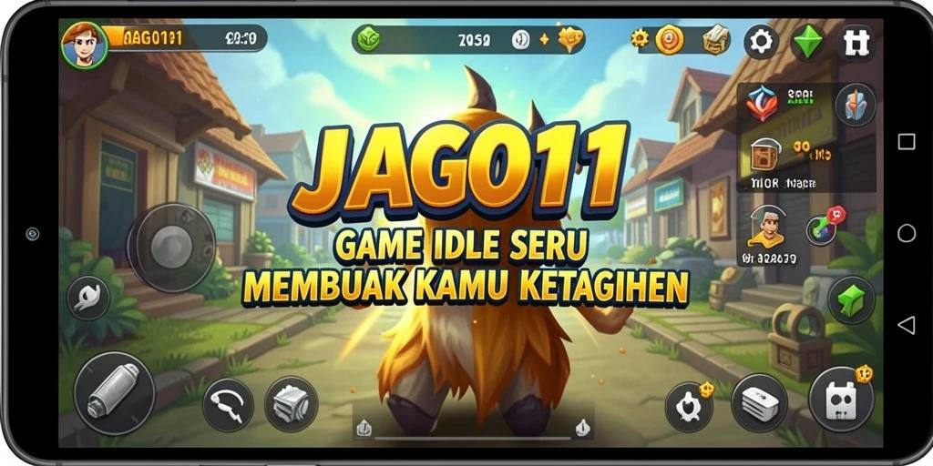 Screenshot gameplay JAGO11 menampilkan karakter dan misi dalam game Idle.