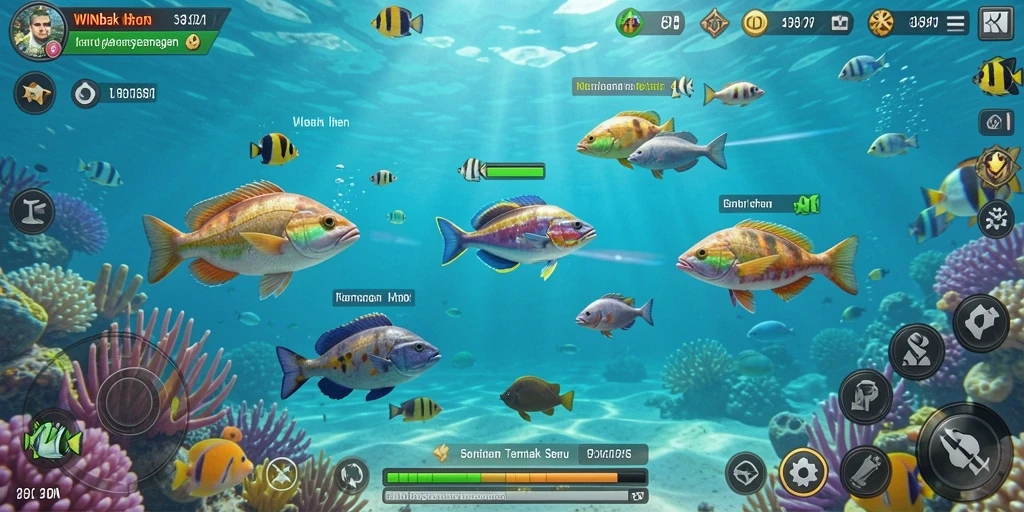 Screenshot gameplay WINIDN yang menunjukkan aksi menembak ikan.